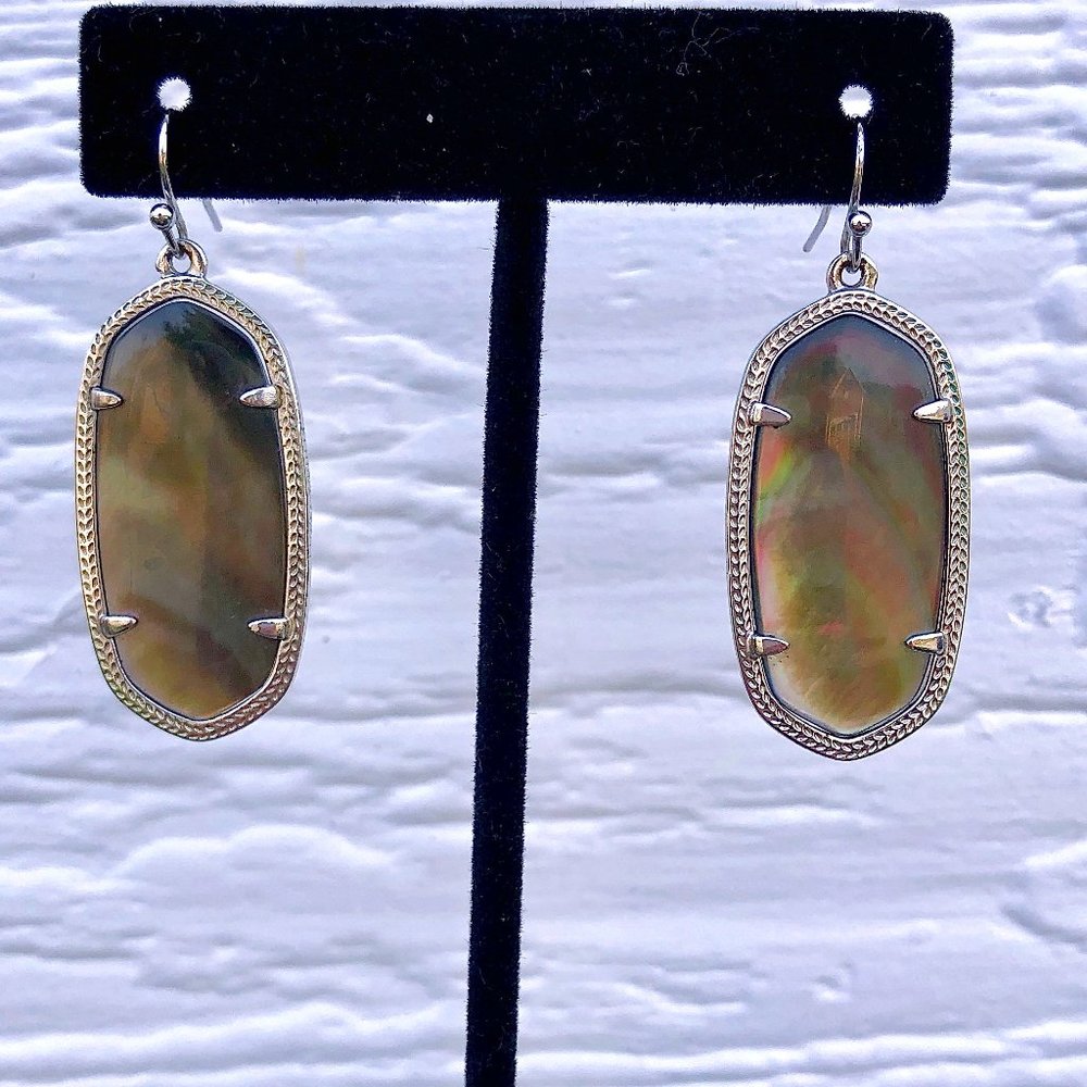 Kendra Scott Elle Silver Drop Earrings in Abalone Shell